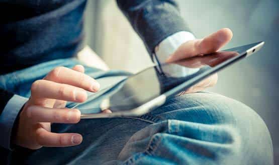 A patient using WiFi on a tablet