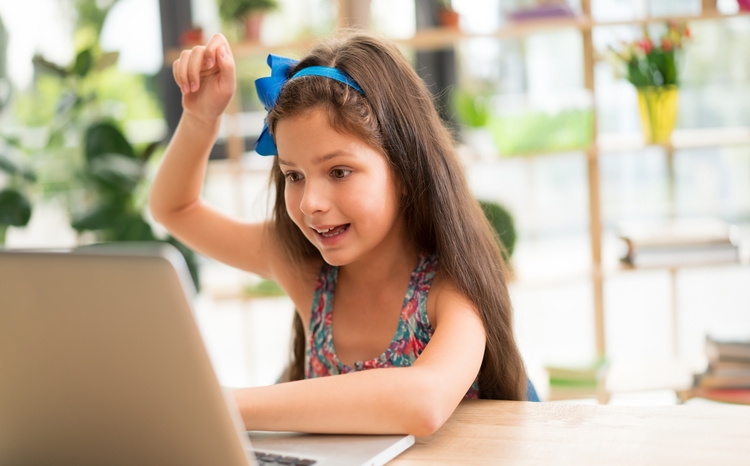 Girl using laptop